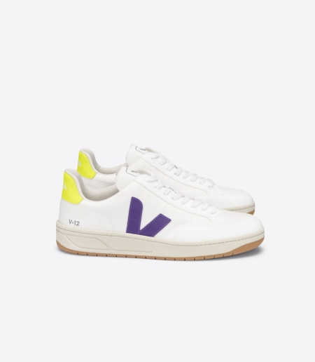 Men Veja V-12 B-Mesh Vegan Shoes Vegan Shoes White/Yellow ireland IE-7251AJ